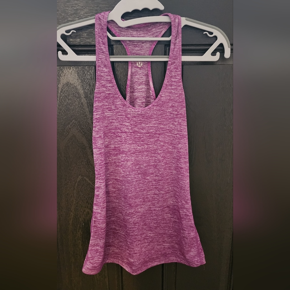 Lululemon Heathered Smoky Rose Pink Reversible Racerback Tank Approx 4 12.5" PTP